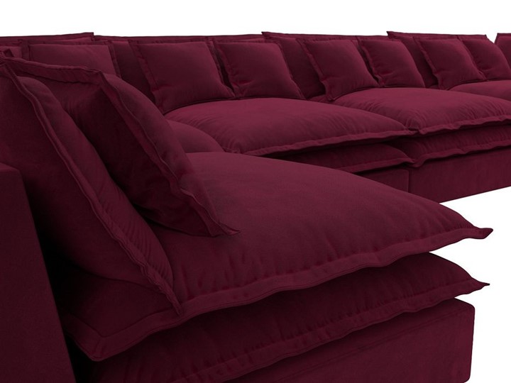 Большой П-образный диван Лига-040, Бордовый (микровельвет) в Миассе - изображение 3