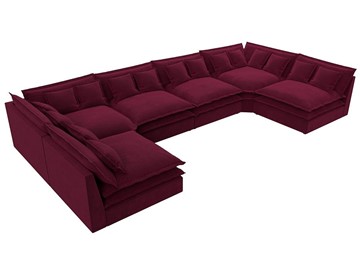 Большой П-образный диван Лига-040, Бордовый (микровельвет) в Миассе - предосмотр 4