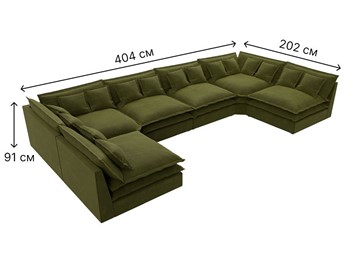 П-образный диван Лига-040, Зеленый (микровельвет) в Копейске - предосмотр 6