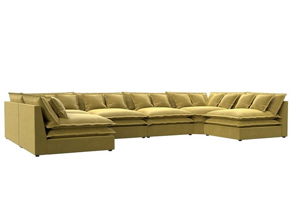 Большой П-образный диван Лига-040, Желтый (микровельвет) в Копейске - изображение