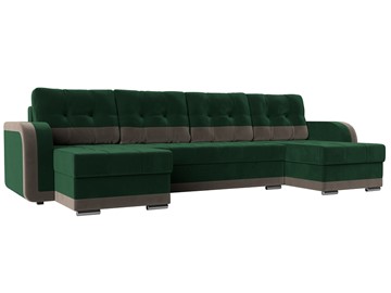 П-образный диван Марсель, Зеленый\Коричневый (велюр) в Магнитогорске