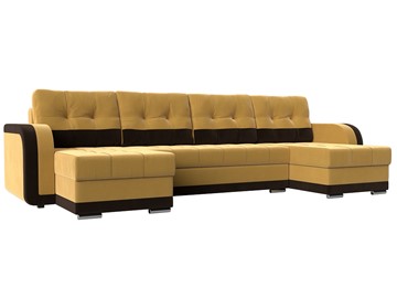 П-образный диван Марсель, Желтый\Коричневый (Микровельвет) в Миассе
