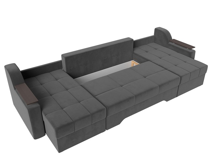 П-образный диван Сенатор, Серый (Велюр) боннель в Миассе - изображение 1