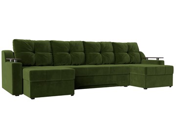 Большой П-образный диван Сенатор, Зеленый (Микровельвет) боннель в Златоусте