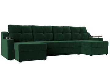 Большой П-образный диван Сенатор, Зеленый (Велюр) боннель в Златоусте