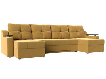 Большой П-образный диван Сенатор, Желтый (Микровельвет) боннель в Магнитогорске