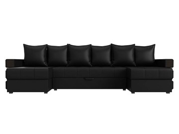 Большой П-образный диван Венеция боннель, Черный (Экокожа) в Копейске - предосмотр 1