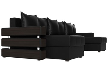 Большой П-образный диван Венеция боннель, Черный (Экокожа) в Копейске - предосмотр 3