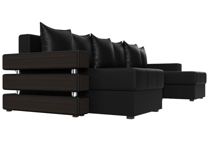 Большой П-образный диван Венеция боннель, Черный (Экокожа) в Копейске - изображение 3