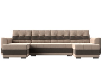 П-образный диван Честер, Бежевый/коричневый (велюр) в Челябинске - предосмотр 1