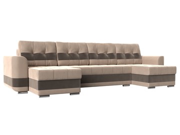 П-образный диван Честер, Бежевый/коричневый (велюр) в Копейске