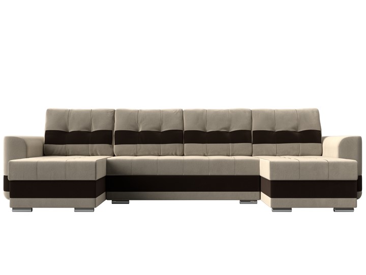П-образный диван Честер, Бежевый/коричневый (вельвет) в Челябинске - изображение 1