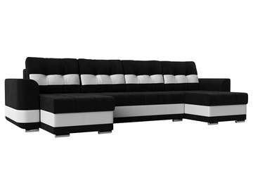 П-образный диван Честер, Черный/белый (вельвет/экокожа) в Миассе
