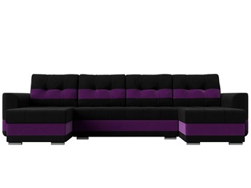 П-образный диван Честер, Черный/фиолетовый (вельвет) в Челябинске - предосмотр 1