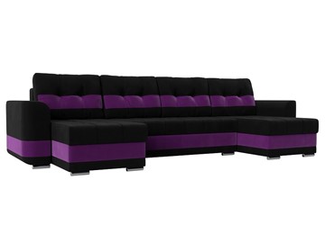П-образный диван Честер, Черный/фиолетовый (вельвет) в Миассе