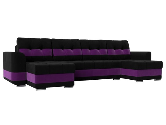 П-образный диван Честер, Черный/фиолетовый (вельвет) в Челябинске - изображение