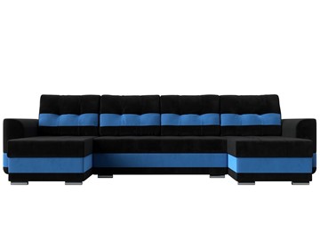 П-образный диван Честер, Черный/голубой (велюр) в Челябинске - предосмотр 1