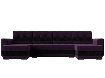 П-образный диван Честер, Фиолетовый/черный (велюр) в Челябинске - предосмотр 1
