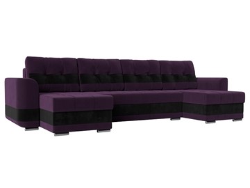 П-образный диван Честер, Фиолетовый/черный (велюр) в Челябинске - предосмотр