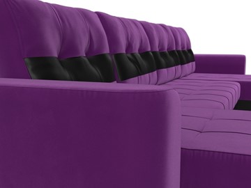 П-образный диван Честер, Фиолетовый/черный (вельвет/экокожа) в Челябинске - предосмотр 3