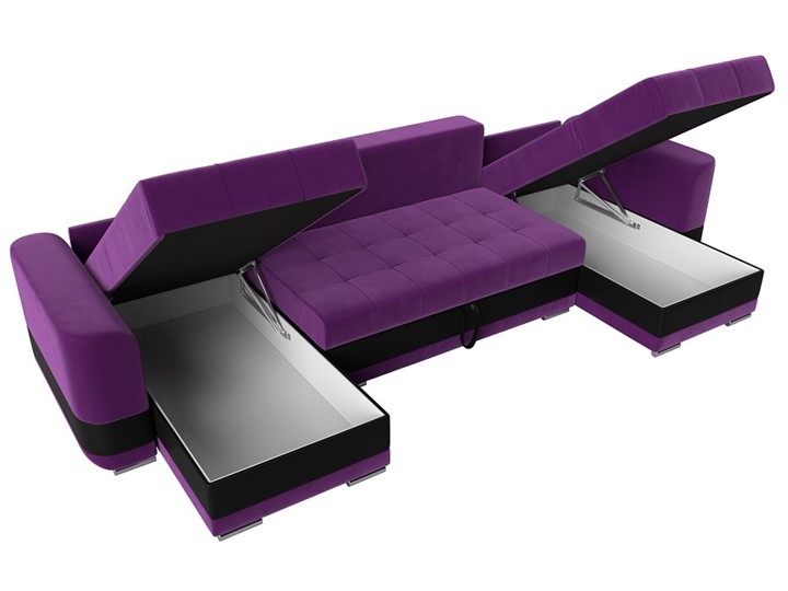 П-образный диван Честер, Фиолетовый/черный (вельвет/экокожа) в Челябинске - изображение 5