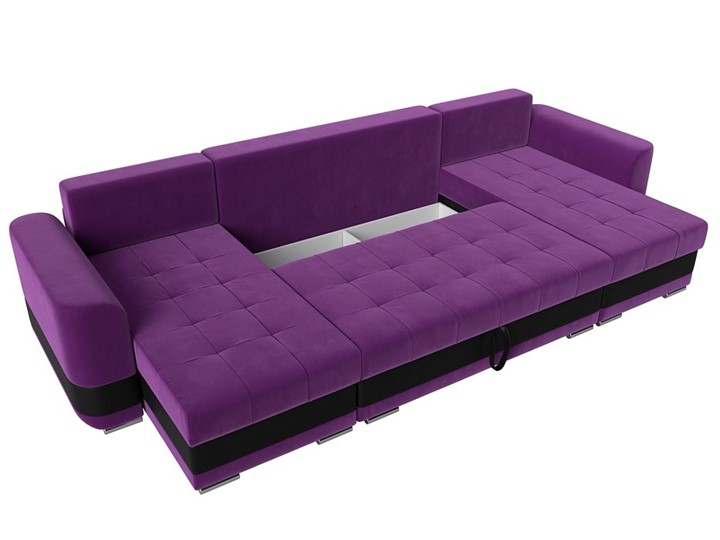 П-образный диван Честер, Фиолетовый/черный (вельвет/экокожа) в Челябинске - изображение 6