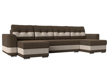 П-образный диван Честер, коричневый/бежевый (рогожка) в Копейске