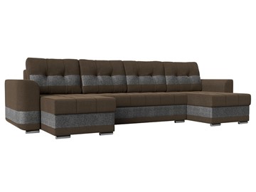 П-образный диван Честер, Коричневый/серый (рогожка) в Копейске