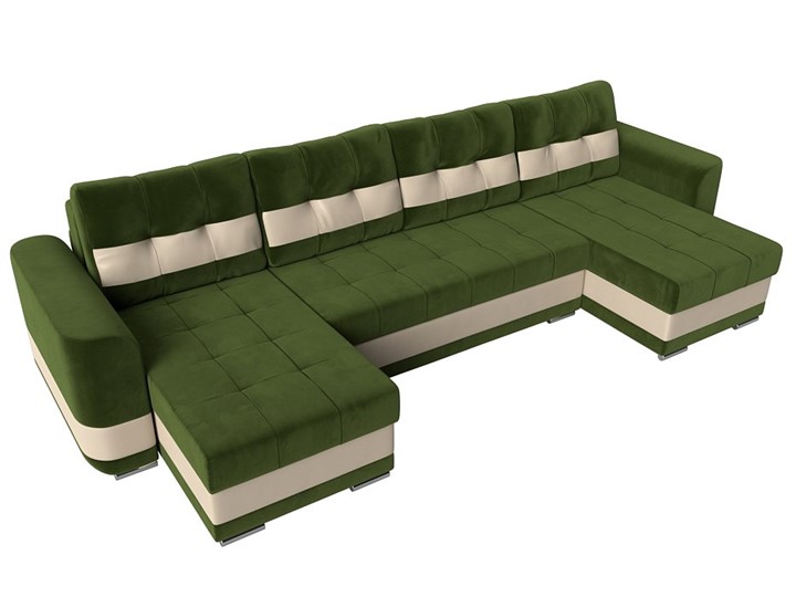 П-образный диван Честер, Зеленый/бежевый (вельвет/экокожа) в Челябинске - изображение 4