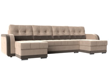 П-образный диван Марсель, Бежевый/коричневый (велюр) в Миассе