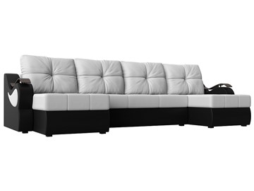 П-образный диван Меркурий П, Белый/черный (экокожа) в Магнитогорске