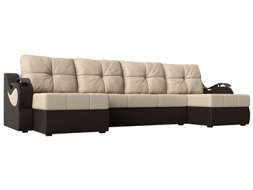 П-образный диван Меркурий П, Бежевый/коричневый (экокожа) в Магнитогорске