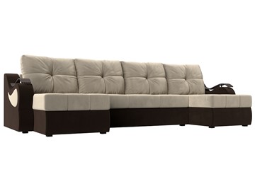 П-образный диван Меркурий П, Бежевый/коричневый (вельвет) в Копейске
