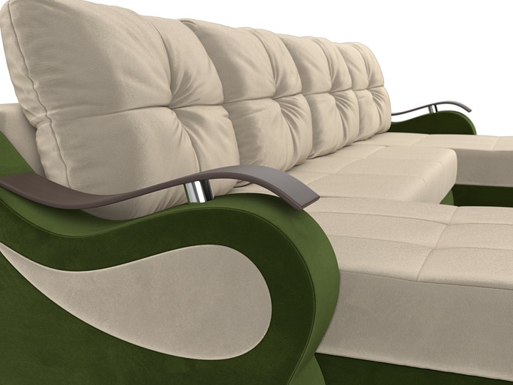 П-образный диван Меркурий П, Бежевый/зеленый (вельвет) в Челябинске - изображение 3