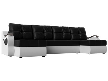 П-образный диван Меркурий П, Черный/белый (экокожа) в Златоусте