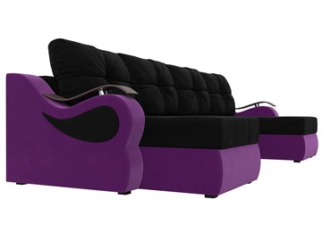 П-образный диван Меркурий П, Черный/фиолетовый (вельвет) в Челябинске - предосмотр 2