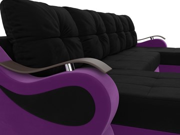 П-образный диван Меркурий П, Черный/фиолетовый (вельвет) в Челябинске - предосмотр 3