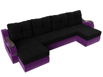 П-образный диван Меркурий П, Черный/фиолетовый (вельвет) в Челябинске - предосмотр 4