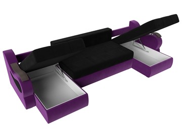 П-образный диван Меркурий П, Черный/фиолетовый (вельвет) в Челябинске - предосмотр 6