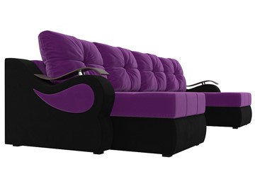 П-образный диван Меркурий П, Фиолетовый/черный (вельвет) в Челябинске - предосмотр 2