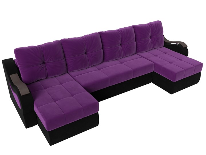 П-образный диван Меркурий П, Фиолетовый/черный (вельвет) в Челябинске - изображение 4
