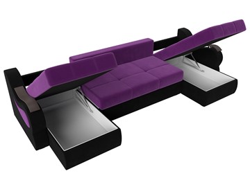 П-образный диван Меркурий П, Фиолетовый/черный (вельвет) в Челябинске - предосмотр 6