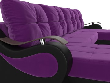 П-образный диван Меркурий П, Фиолетовый/черный (вельвет/экокожа) в Челябинске - предосмотр 3