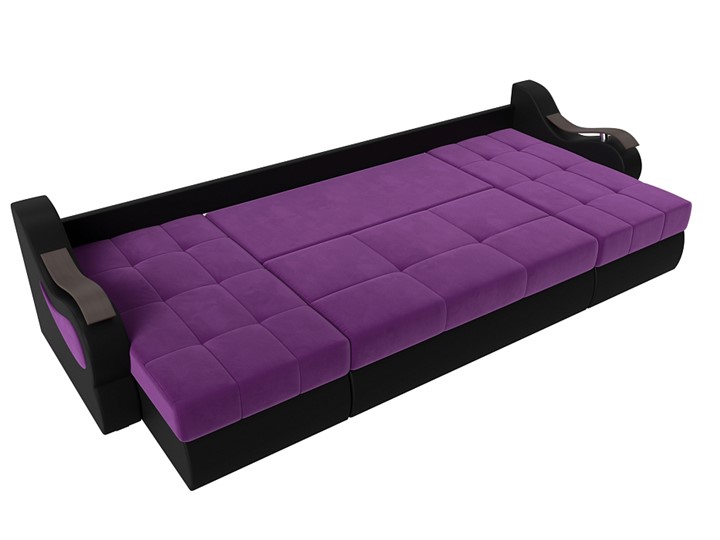П-образный диван Меркурий П, Фиолетовый/черный (вельвет/экокожа) в Челябинске - изображение 5