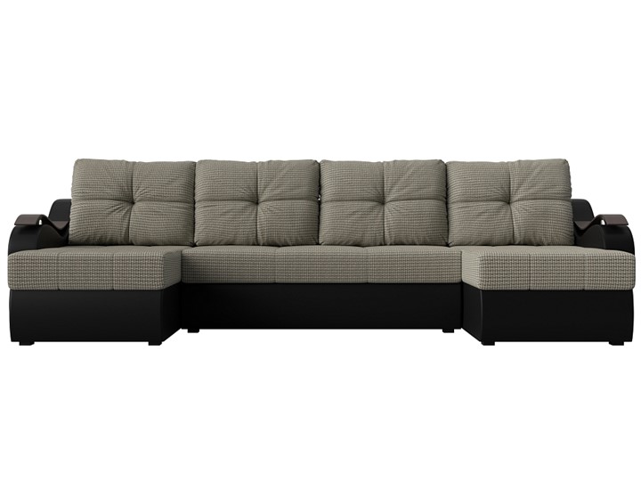П-образный диван Меркурий П, Корфу 02 (рогожка)/черный (экокожа) в Челябинске - изображение 1