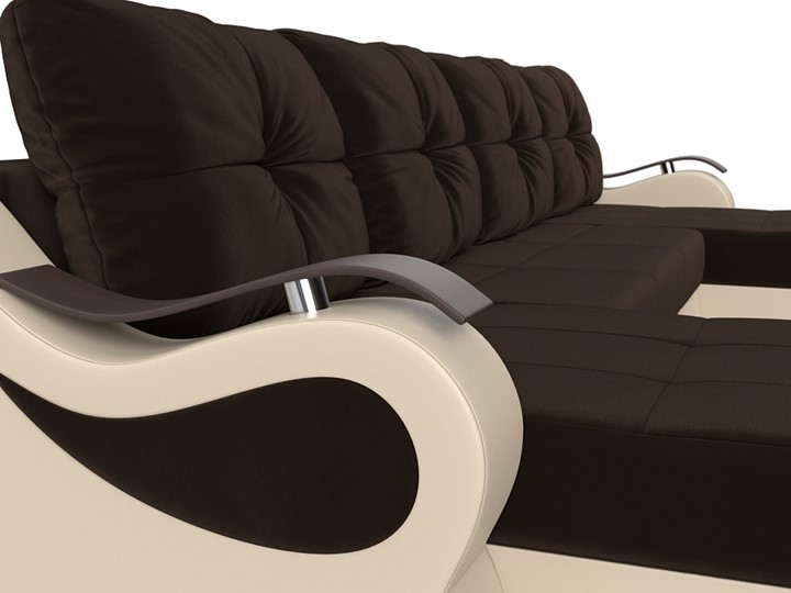 П-образный диван Меркурий П, Коричневый/бежевый (вельвет/экокожа) в Миассе - изображение 3