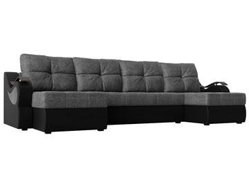 П-образный диван Меркурий П, Серый/черный (рогожка/экокожа) в Златоусте