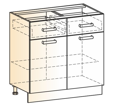Кухонная тумба Яна L800 (2 дв. гл. 2 ящ.) в Копейске - изображение