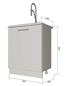 Кухонная тумба НМ 60, Серый/Антрацит в Миассе