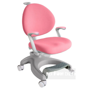 Детский стул FunDesk Cielo Grey с подставкой для ног (чехол в подарок) ткань розовая в Миассе